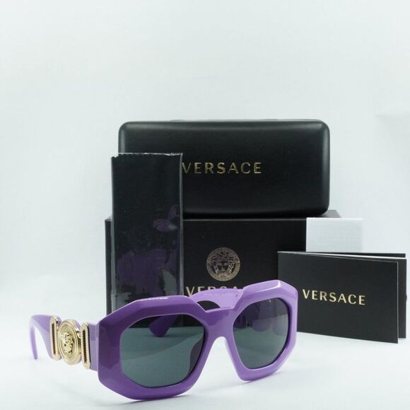 💯 NEW VERSACE  VE4424U 536687 LILAC DARK GREY SUNGLASSES - Picture 11 of 11